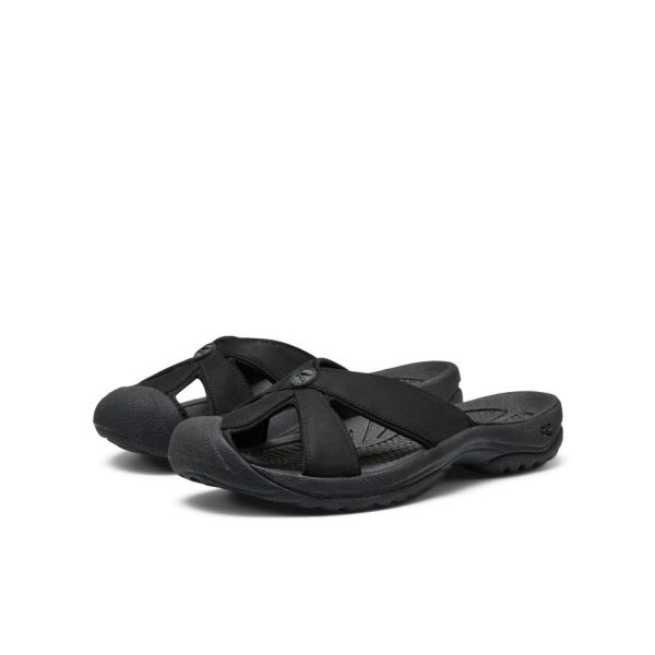 Women's Bali Leather Slide Sandal  |  Black/Black